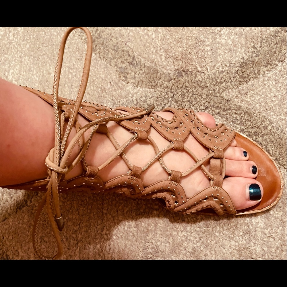 1 State Leather Lace Up Gladiator Sandals